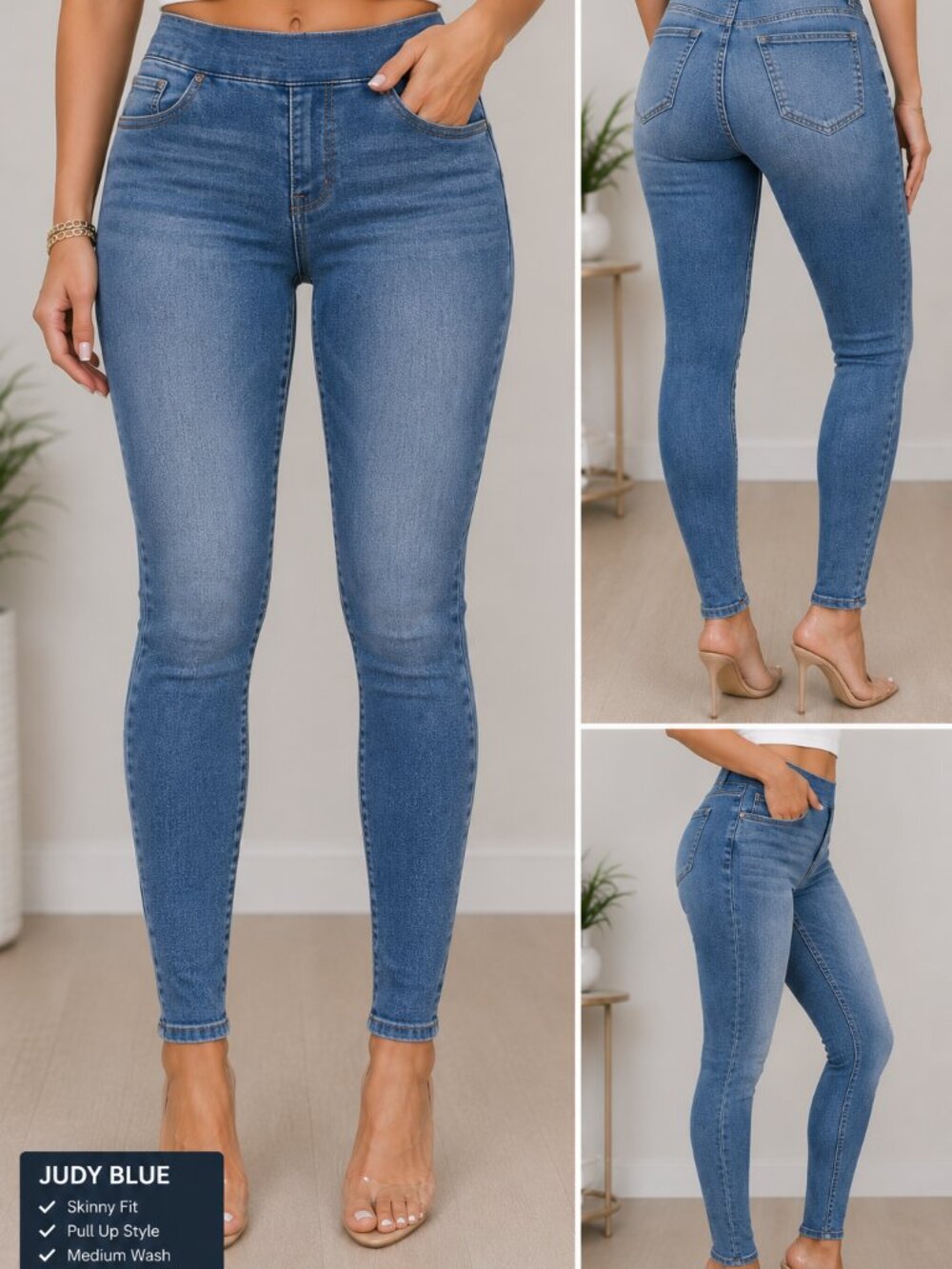 Judy Blue Light Wash Women's Skinny Jeans Pull Up Size 15/32 Stretchy